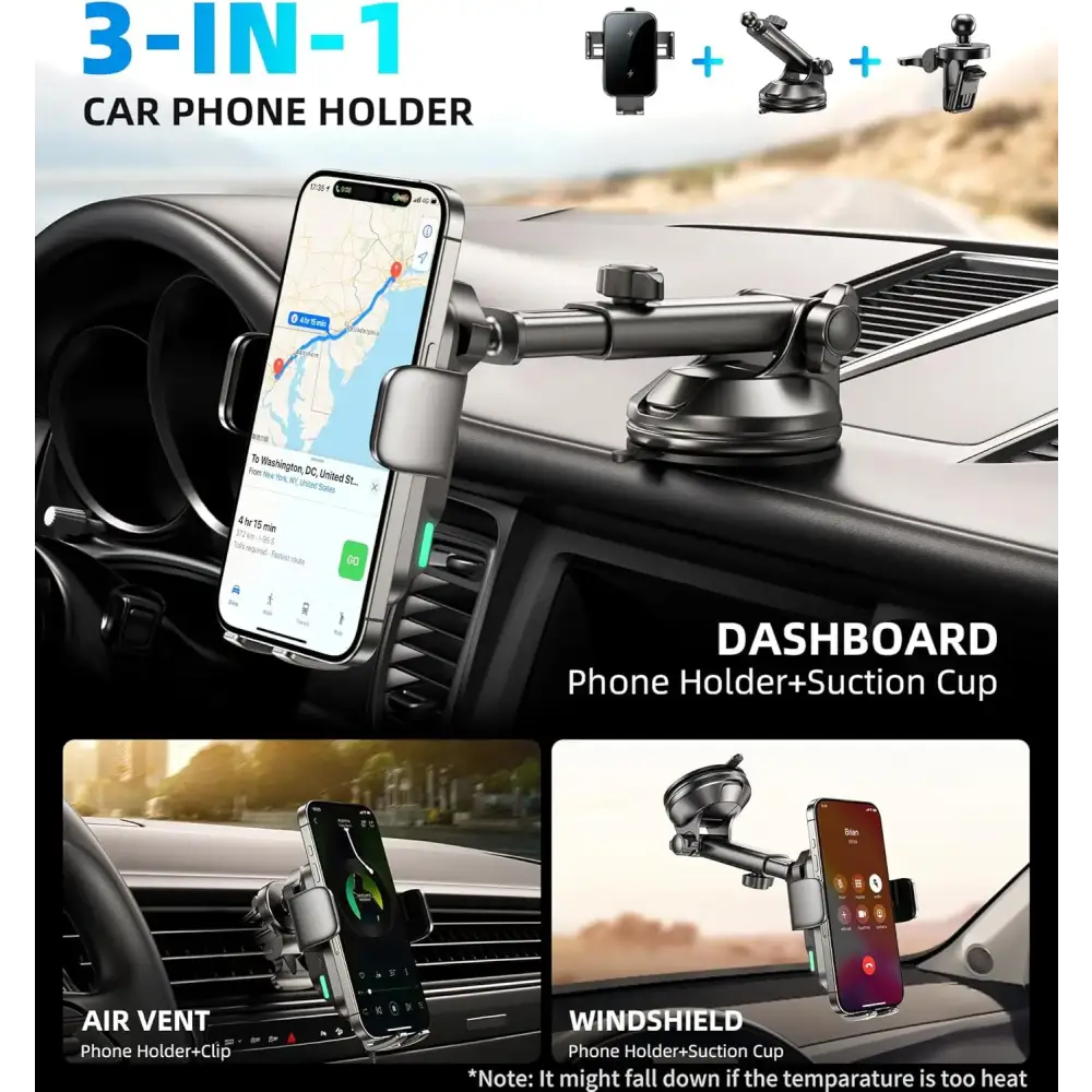 15W Wireless Car Charger Phone Holder Habicare