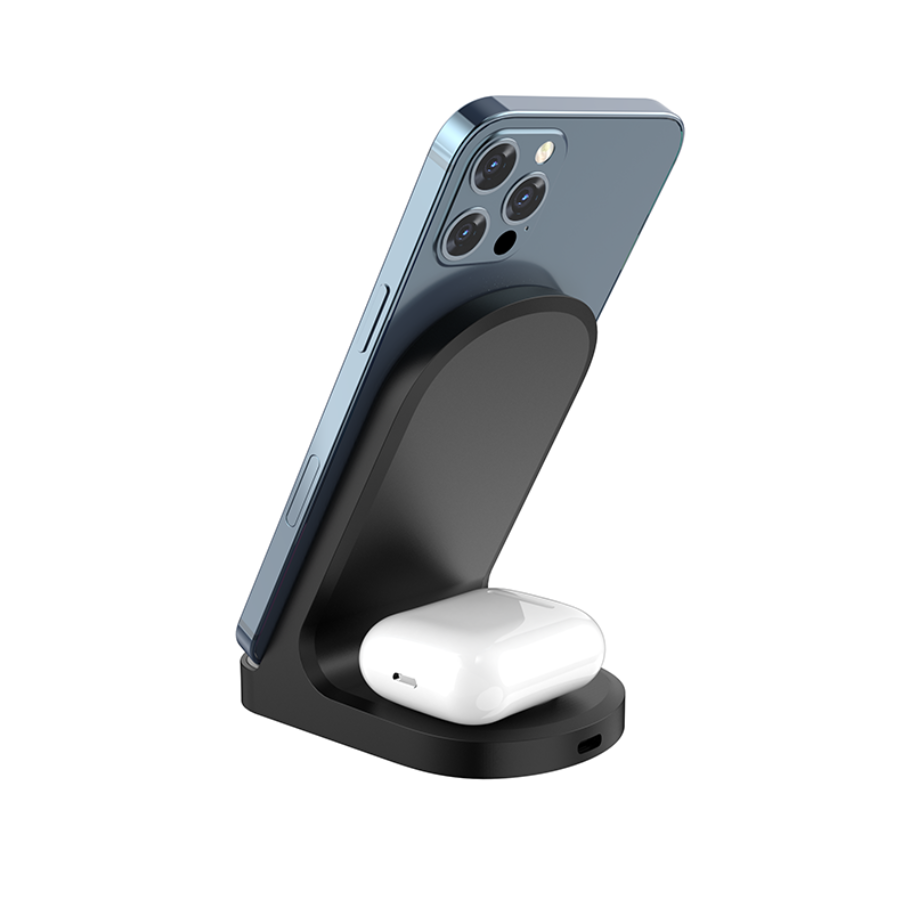 2 in 1 Wireless Charger Stand With 15W for Phone and Earbuds - ShopHub