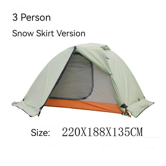 3-Person Double-Layer Four-Season Mountaineering Tent with Snow Skirt ECOTREK