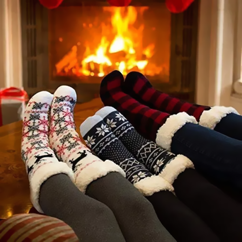 4 Pairs Kids Slipper Fuzzy Socks Winter Super Warm Soft Socks with Grippers dealonline.co.nz