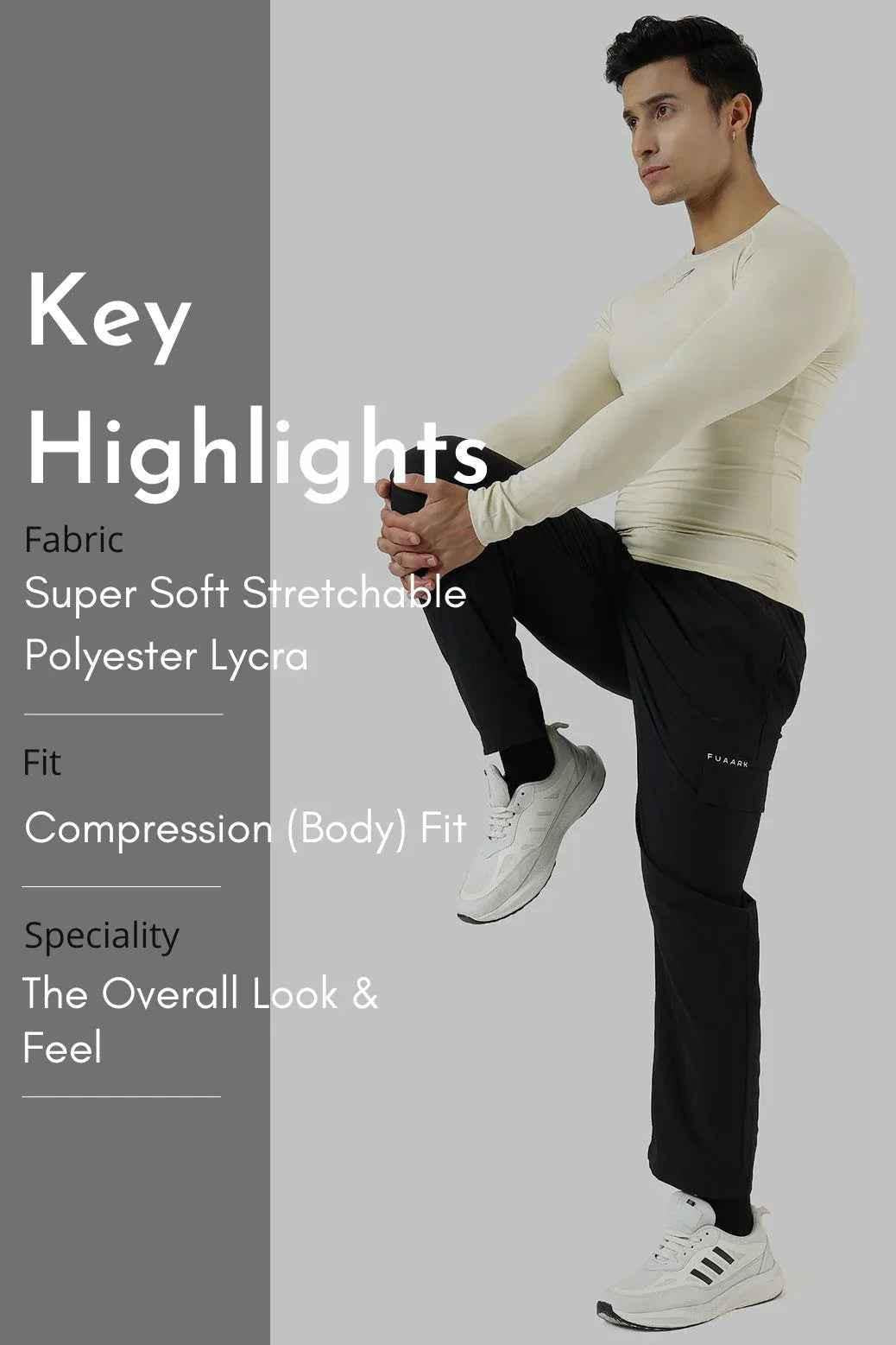 Compression Fullsleeves T-shirt Beige
