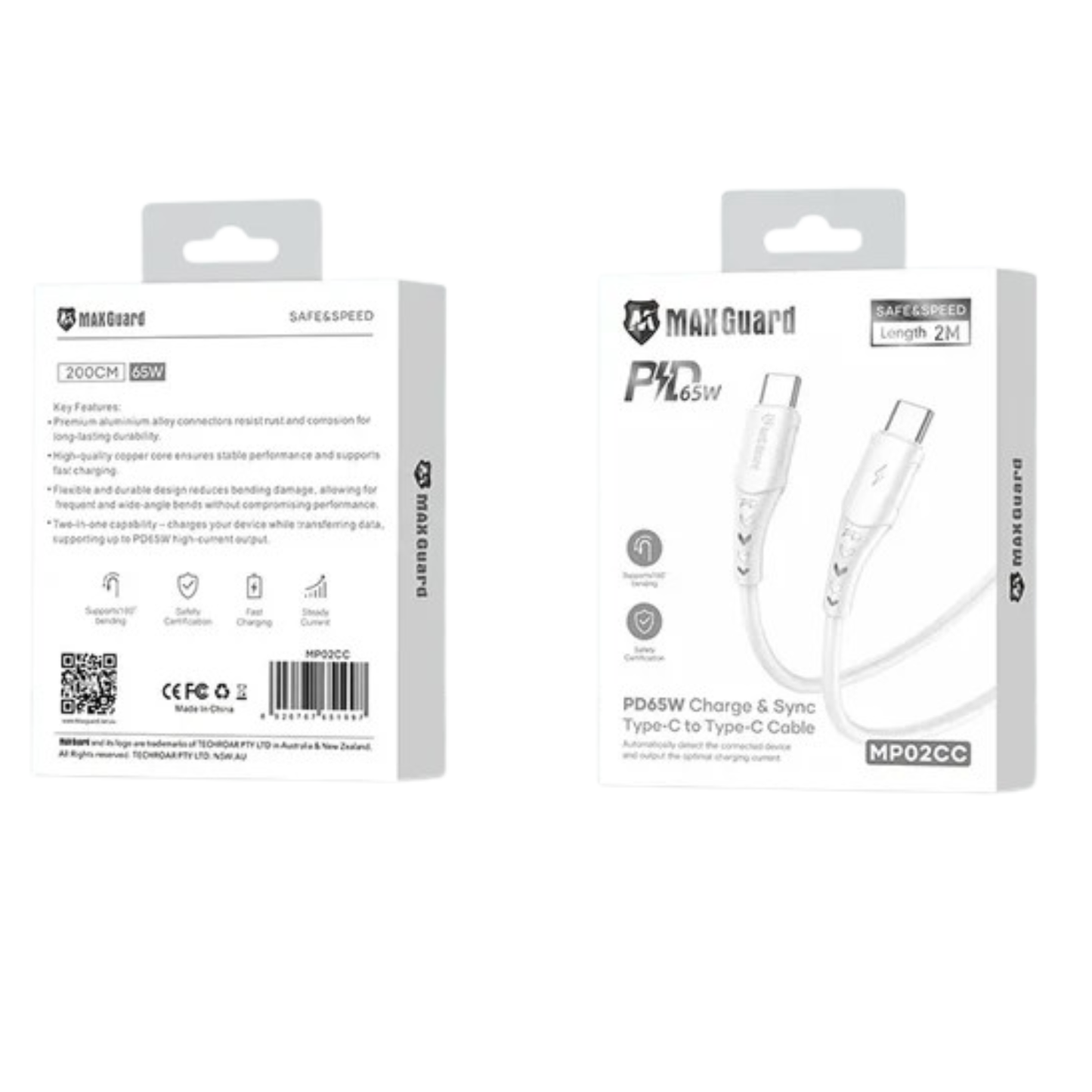 Maxguard 2m 65W Type-C to C Cable MP02CC