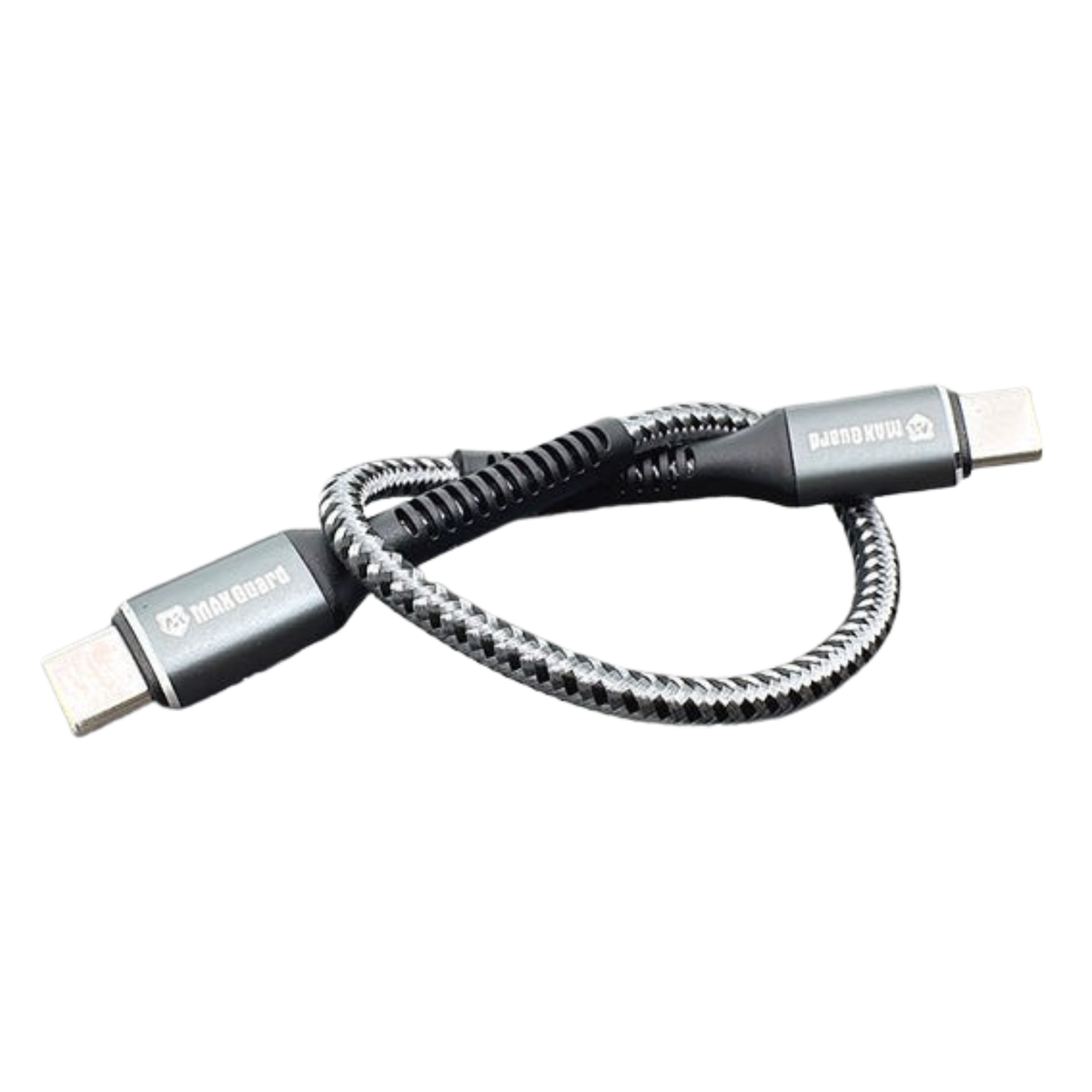 9eight5 Maxguard 25cm 65W Type-C to C cable, compact accessory for fast charging and data transfer, black connector ends.