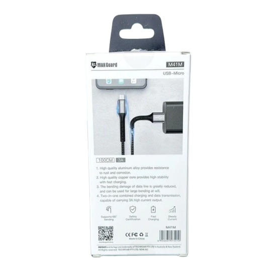Maxguard 1m USB-A to Micro cable M41M