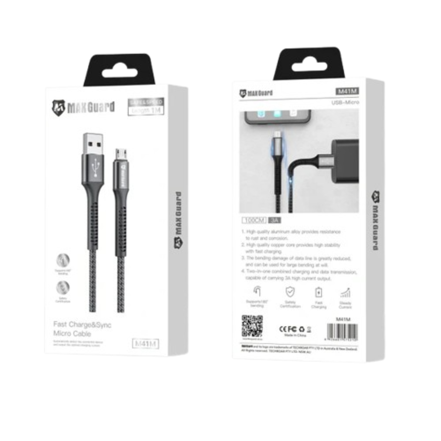 Maxguard 1m USB-A to Micro cable M41M