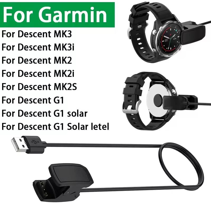 Garmin Descent watch series charger by That Watch Shop, compact charging dock with USB connection for easy power.