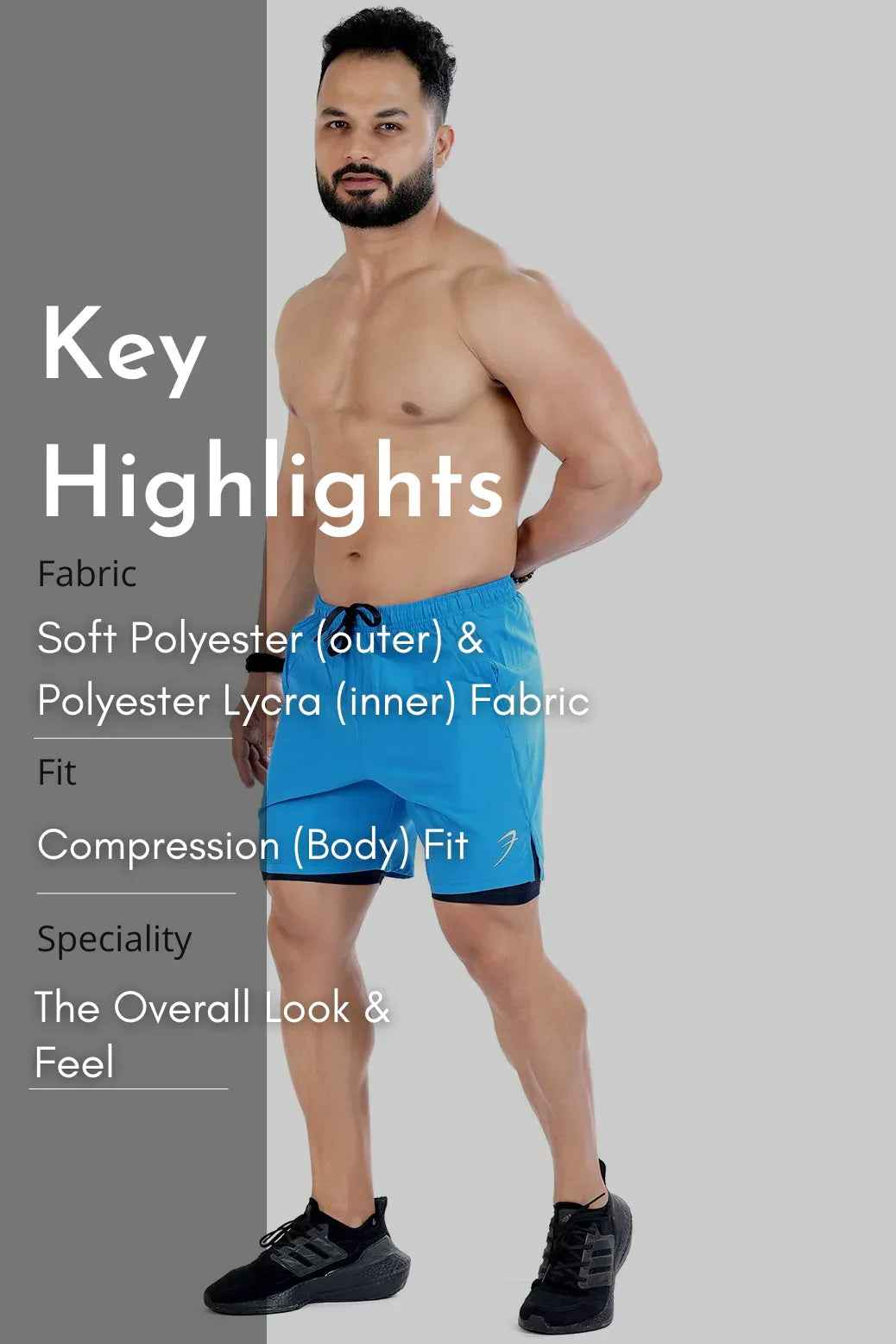 2 in 1 Compression Shorts Blue