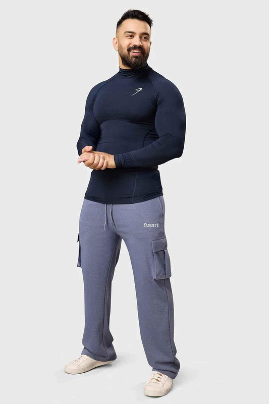 High Neck Compression Full Sleeves T-shirt Navy