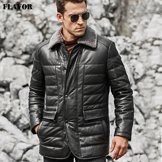 FLAVOR Midnight Men's Sheepskin Leather Winter Jacket
