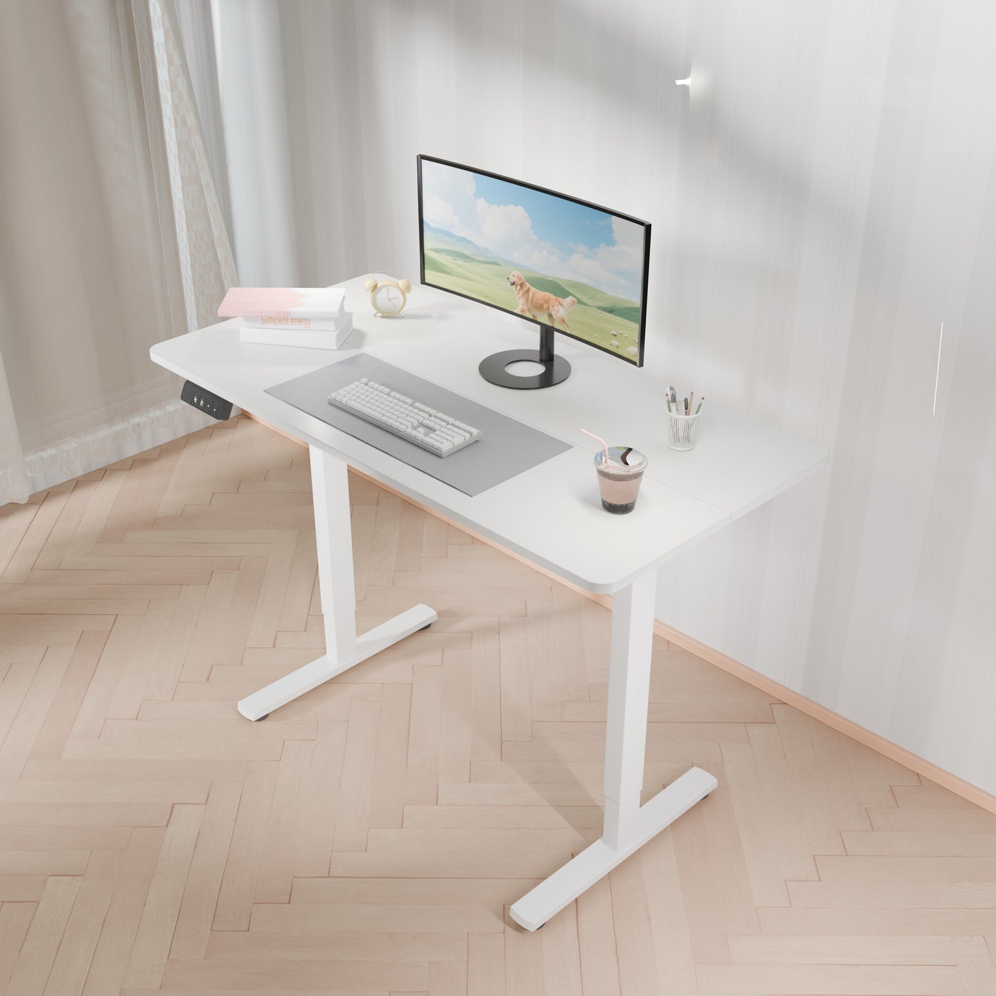Electra Ergo Single Motor Sit Stand Desk White 1.2m sue-e furniture