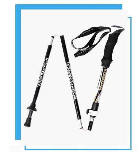 KORAMAN Lightweight Carbon Fiber Folding Trekking Poles - Adjustable 35-125cm Hiking Poles | Outdoor Adventure