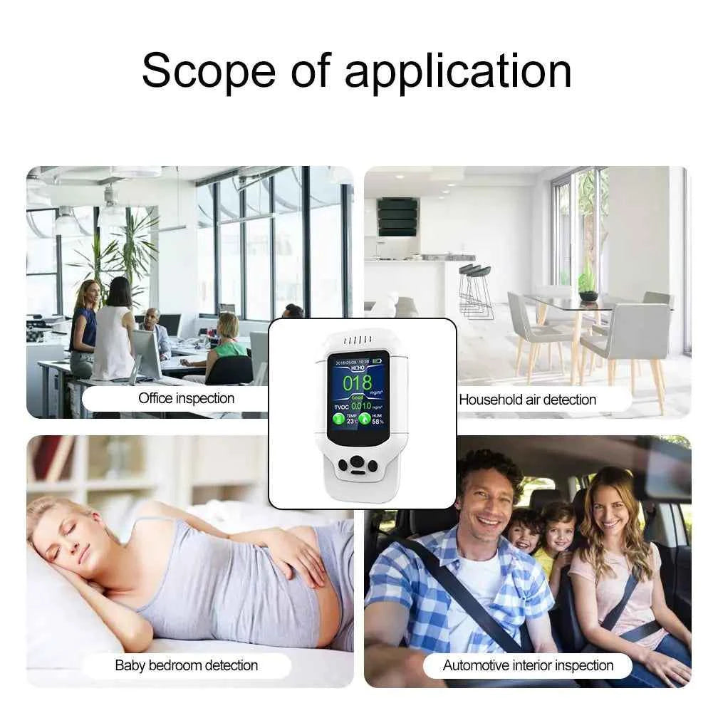 Professional Air Quality Monitor for PM2.5 and HCHO - Digital Formaldehyde Detector with LCD Display