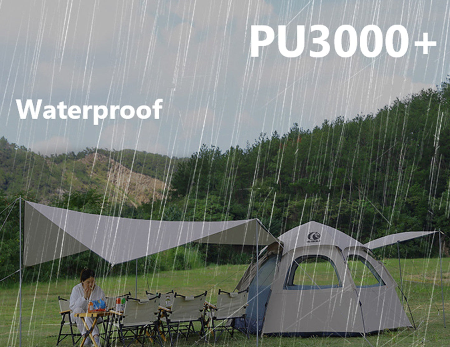 Pop-up Hexagonal Double-Layer Waterproof Tent + Winged Canopy ECOTREK
