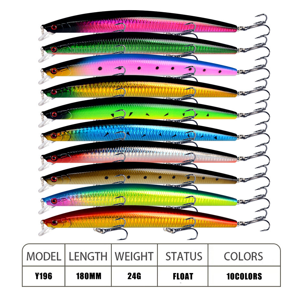 Set of 10 large 18cm fishing lures with treble hooks, hard bait lures by dealonline.co.nz, featuring lifelike design for fishing.