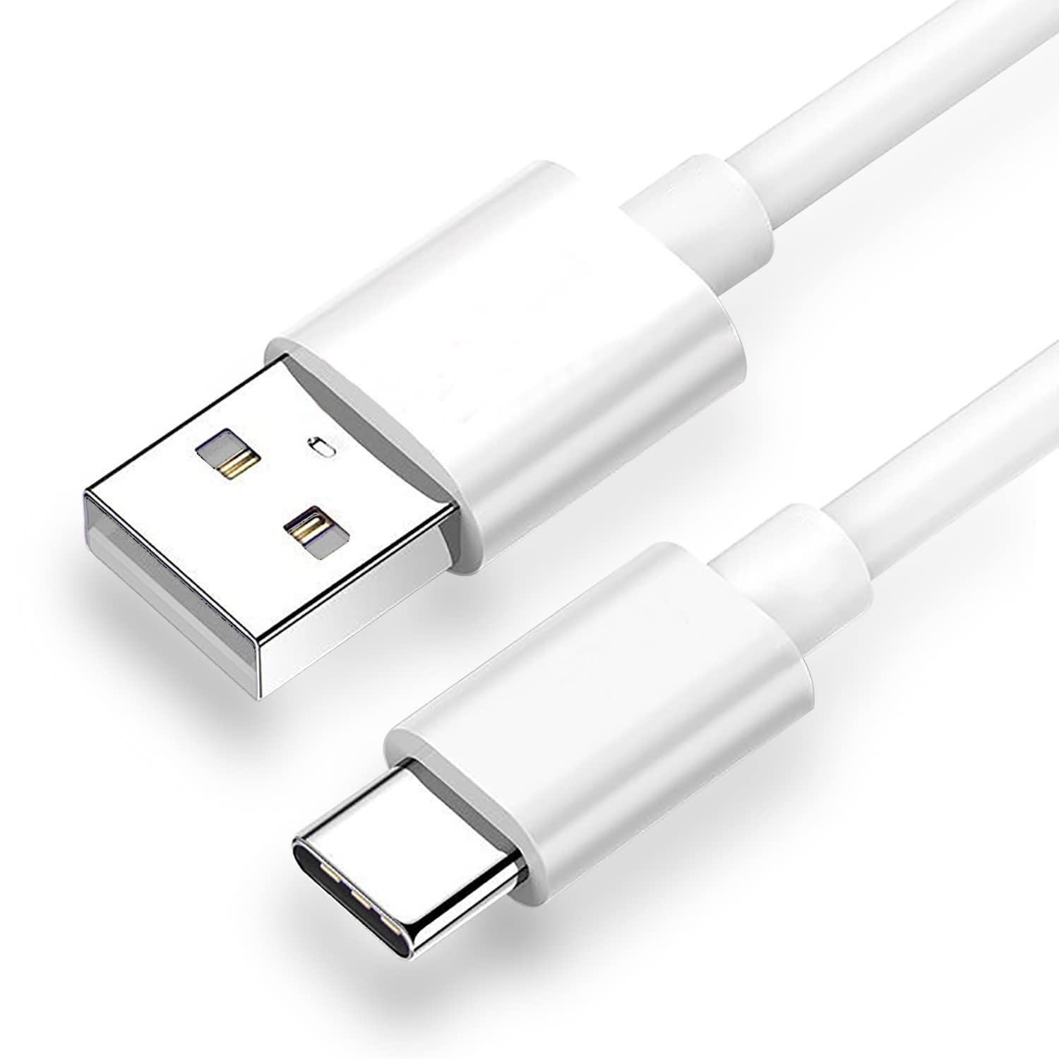 White 1m USB-A to USB-C charger cable for LG phones by 9eight5, showcasing the cable's connectors and length.