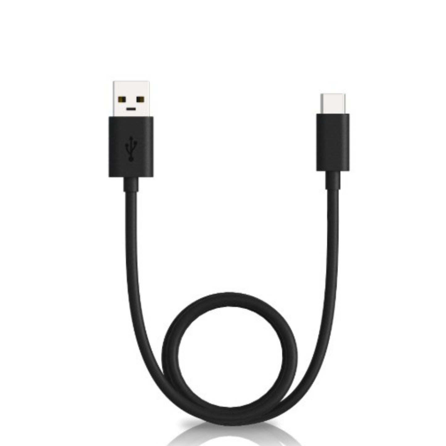 Black 1m USB-A to USB-C charger cable for LG phones by 9eight5, shown connected to electronic devices.