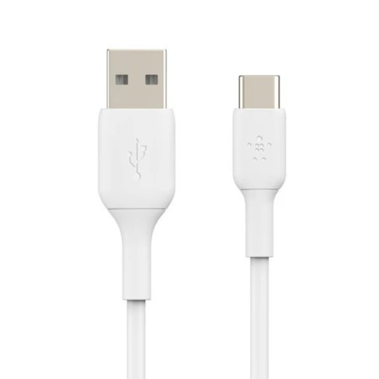 White 1m USB-A to USB-C charger cable for Nothing Phones, electronic accessories by 9eight5, shown connected for charging.
