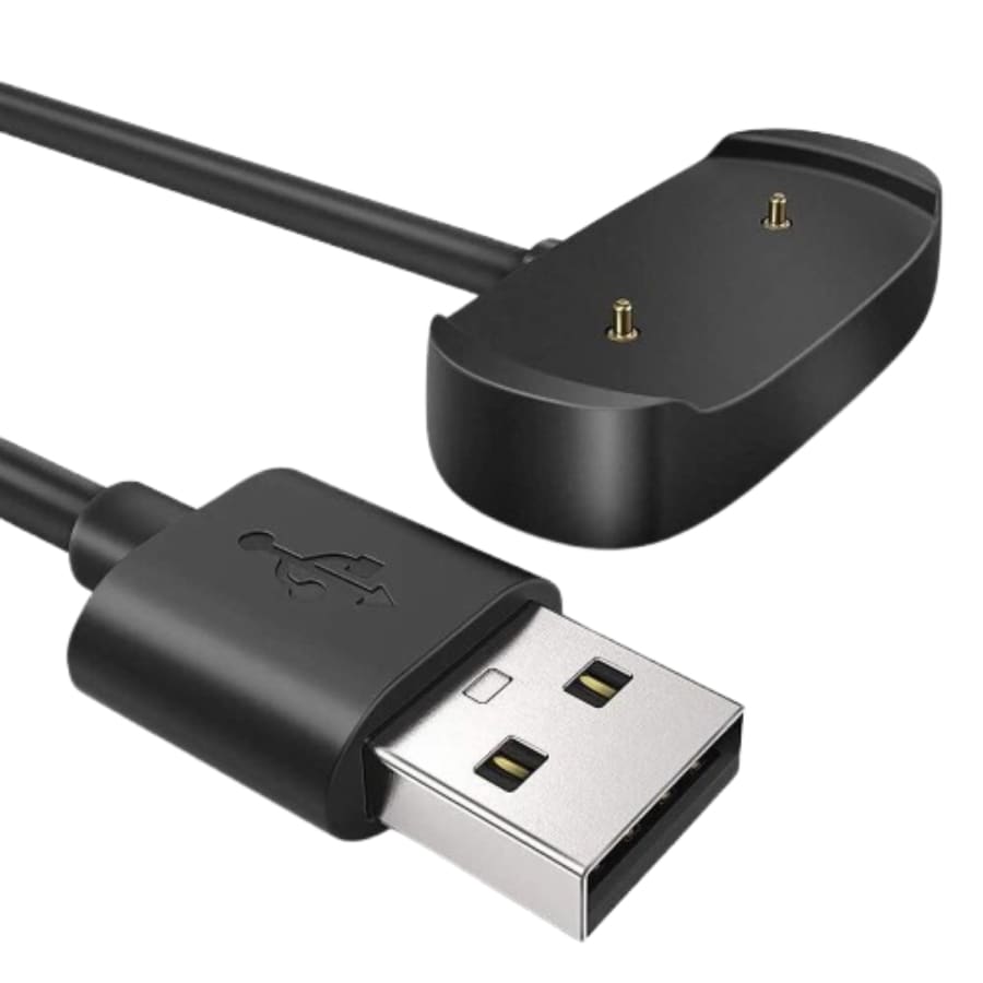Black USB-A magnetic charger cable for Amazfit Active and Active Edge, 1 meter length, compatible with That Watch Shop chargers.