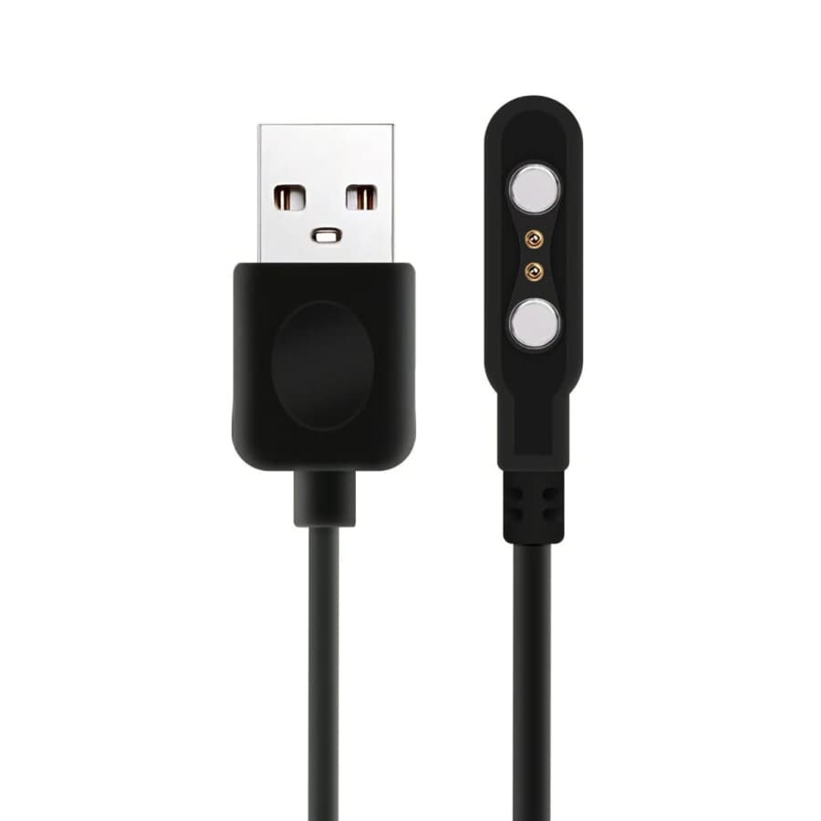 Black USB A magnetic charger cable for HiFuture smart watch, 1 meter length, designed for easy charging and secure connection.