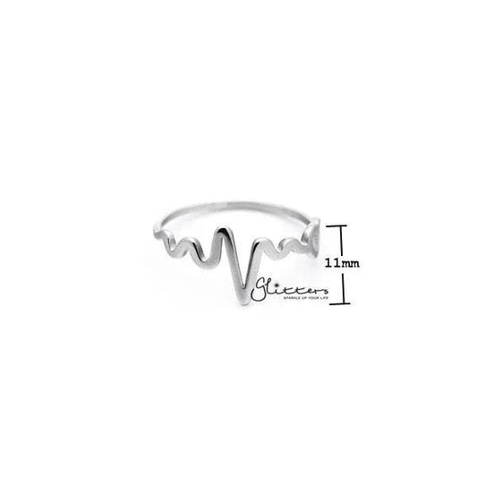 Stainless Steel Heartbeat and Heart Women's Rings.