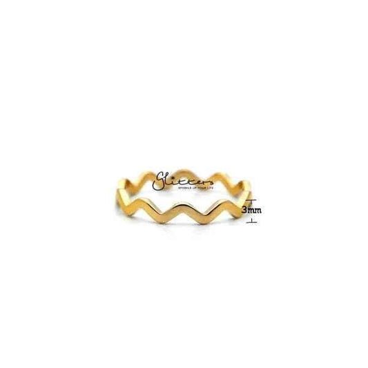 18K Gold Plated over Stainless Steel Wavy Women's Rings