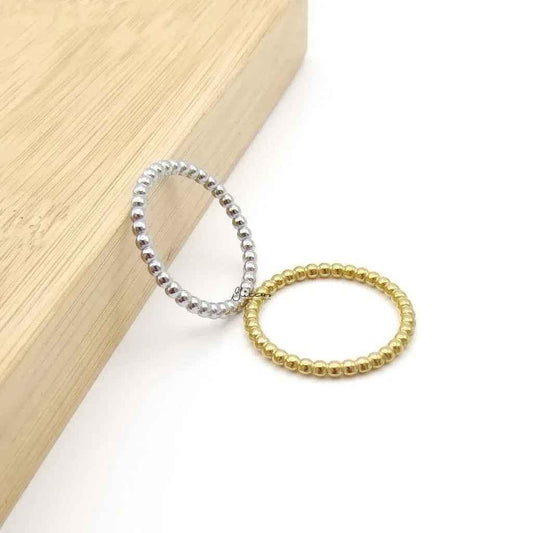 Stainless Steel Bead Stacking Ring - Silver