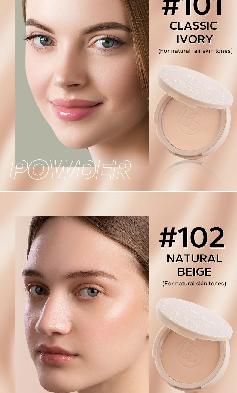 Beauty Glazed oil control matte face powder in compact with smooth, matte finish for oil-free, shine-free skin.