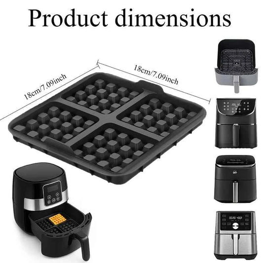 Square Waffle Mold, Non-Stick Baking Pan for Air Fryer, Reusable for Belgian Waffles Pancakes