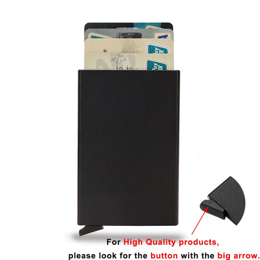 Rfid Smart Wallet Card Holder Metal Thin Slim Men Women Wallets Pop Up Minimalist Wallet Small Black Purse Vallet Walets for Men