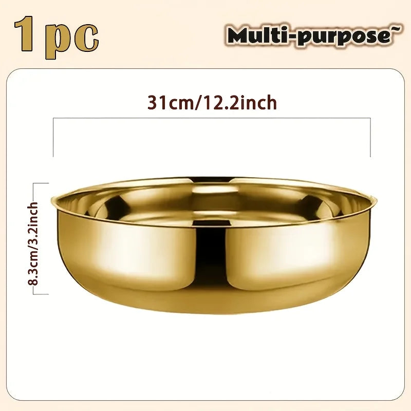Stainless steel mixing bowl for large capacity and versatile kitchen use, ideal for cooking and baking tasks.