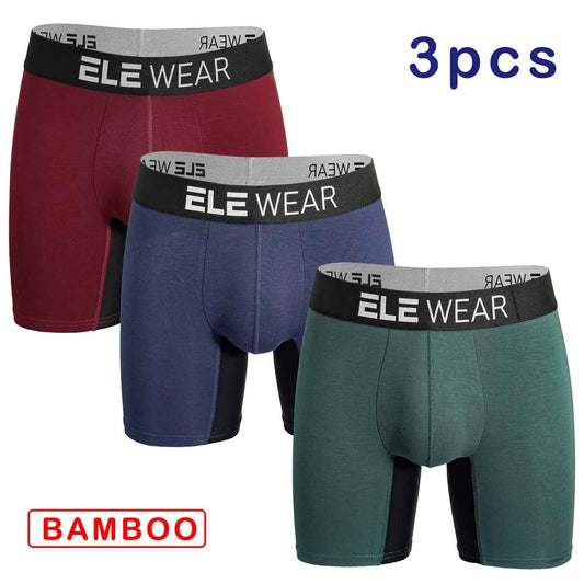 Bamboo Men's Sports Underwear - Long Moisture-Wicking Boxer Briefs for Men