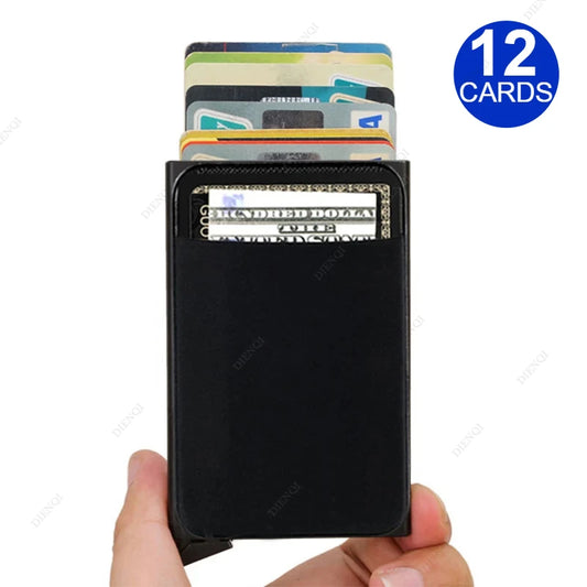 RFID Metal Wallet Double Card Case Pop Up Card Holder 12 Cards Automatic Aluminum Box Cardholder Smart Minimalist Walet for Men