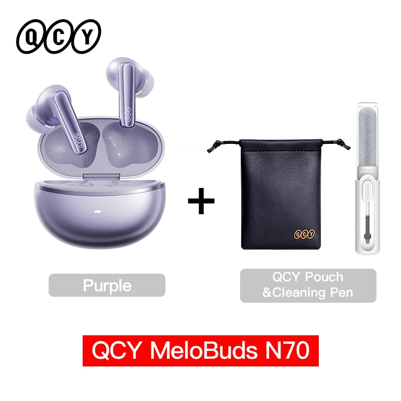 QCY MeloBuds N70 wireless earphones with hybrid adaptive ANC, Hi-Res sound, and 50-hour battery life with in-ear design