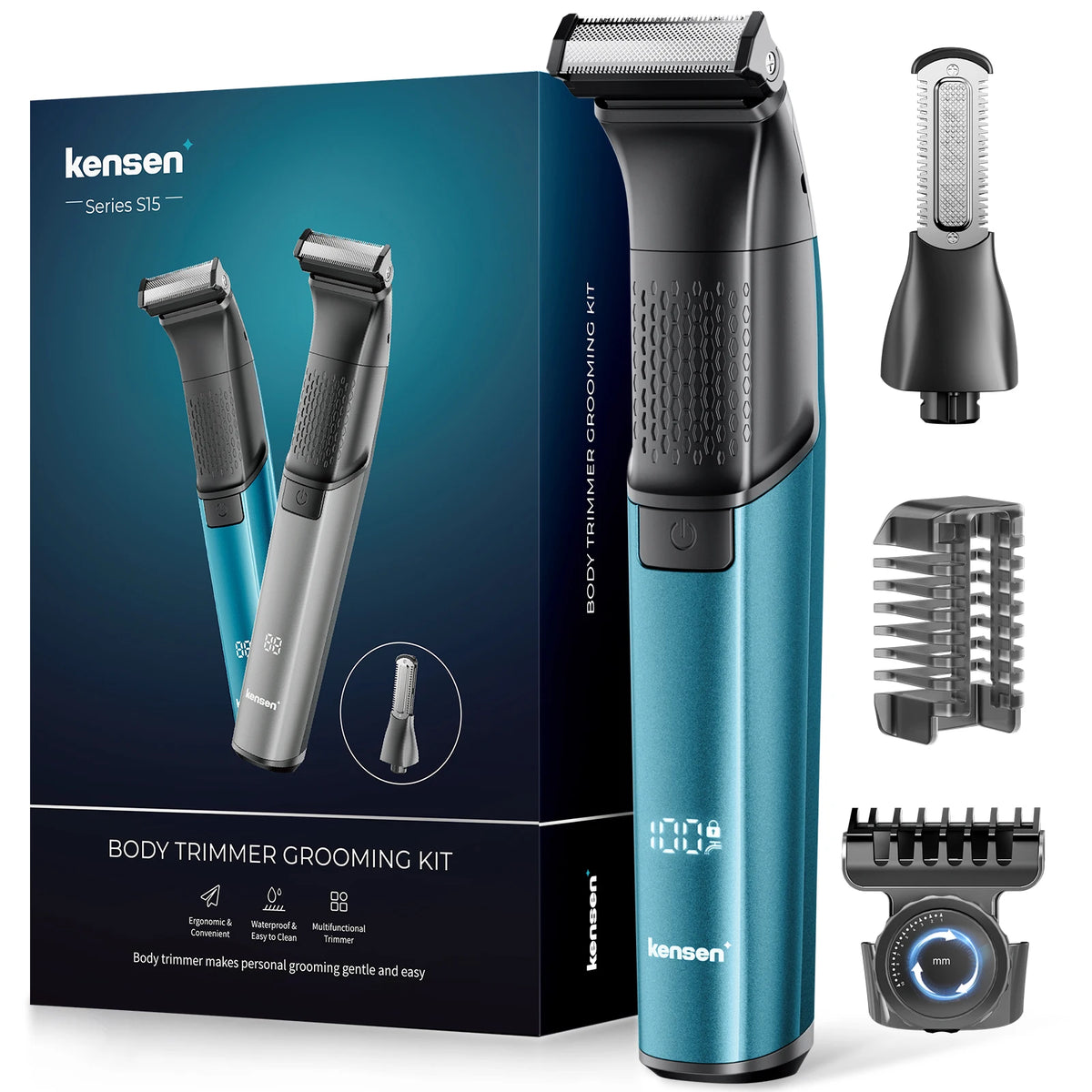 KENSEN S15 electric hair trimmer with dual-sided blades, compact and versatile for precise hair grooming and styling.