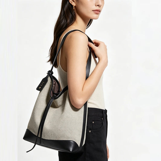 FOXER Fabric Tote Bag for Women's 2026 Spring Summer Versatile Large Capacity Female Shoulder Handbag Canvas Bag