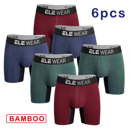 6 Pcs Bamboo Men's Boxers Breathable Underwear Plus Size Fashion Boxershorts