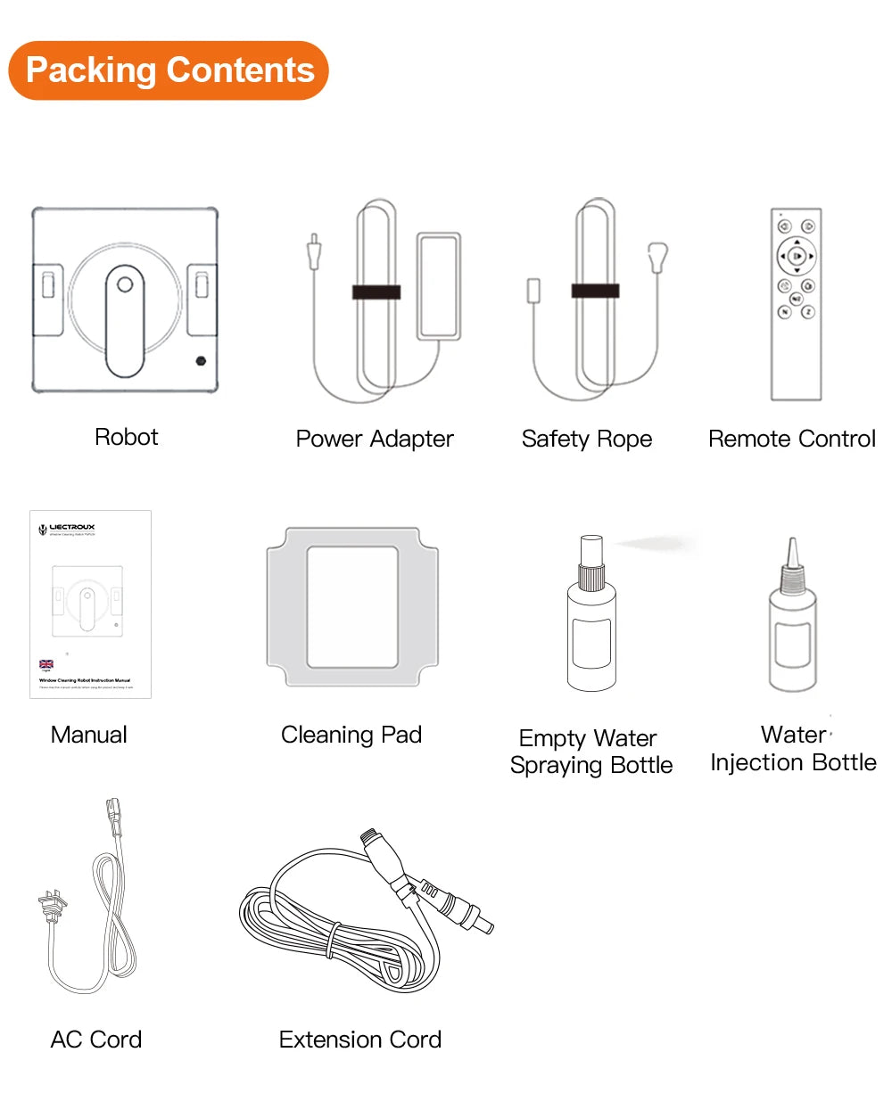 Liectroux YW509 Robot Window Cleaner with 4-Way Water Spray
