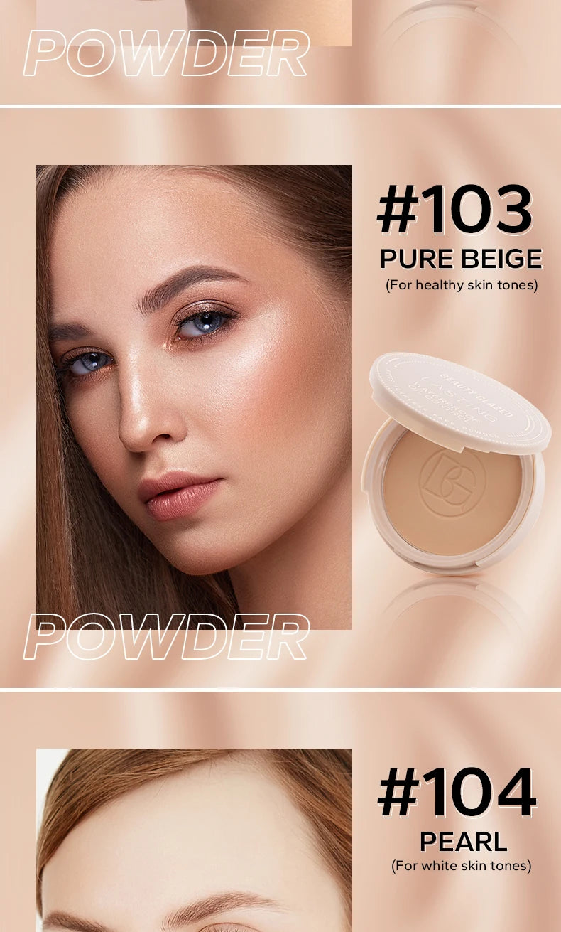 Beauty Glazed Oil Control Matte Face Powder in makeup compact, designed for a matte finish and oil control.