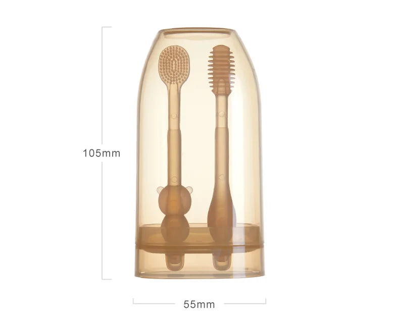 MAMIJOY Baby Toothbrush 3-In-1 Silicone Tongue Brush
