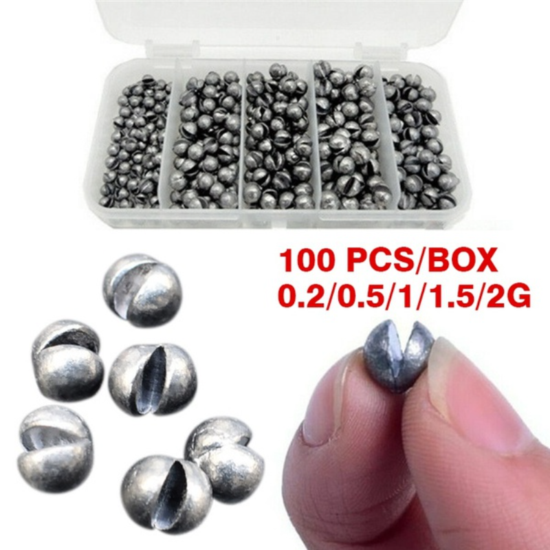 Set of 100 SS Bite Lead Fishing Accessories by Habicare, including various fishing weights and terminal tackle components.