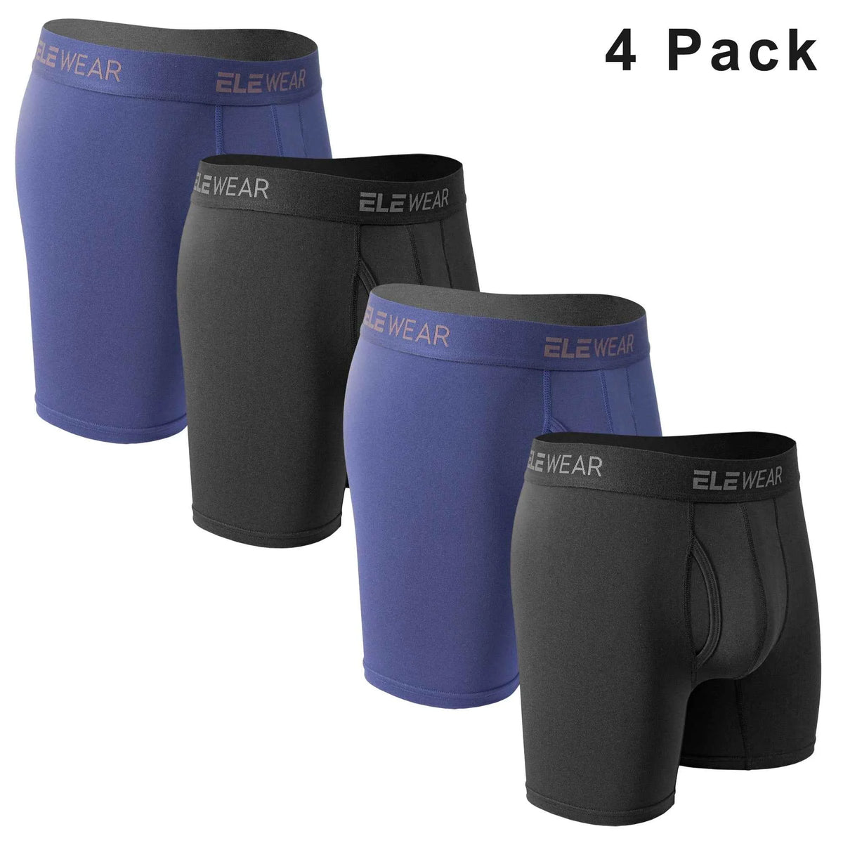 Four breathable men's boxer shorts with opening, plus size, in black and gray, made by ShopHub NZ.