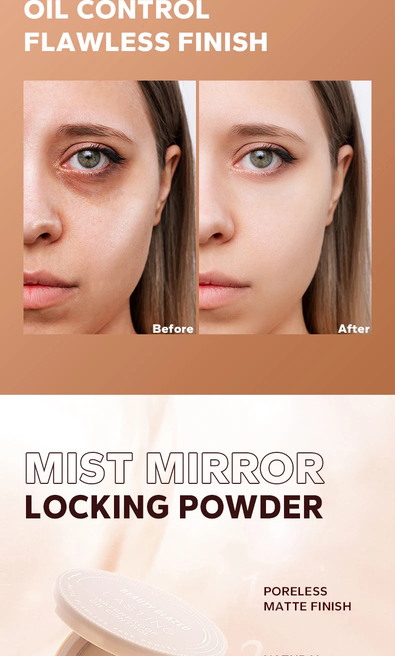 ShopHub NZ Beauty Glazed Oil Control Matte Face Powder in compact with smooth, matte finish and natural makeup look.
