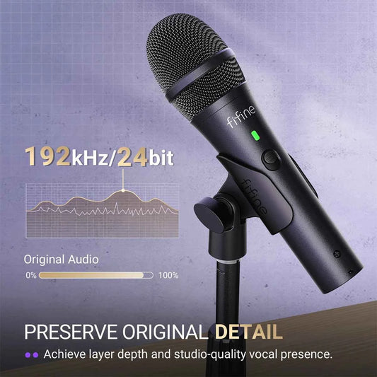 FIFINE USB/XLR Dynamic Microphone for Recording,Studio Handheld Mic with Desktop Stand for Vocal/Streaming/dubbing/Meeting-TANK2