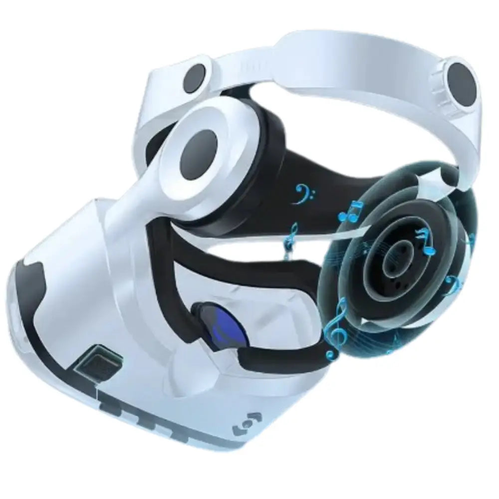 Habicare 9eight5 all-in-one VR glasses and 3D gaming headset with adjustable straps and immersive display for virtual reality gaming.