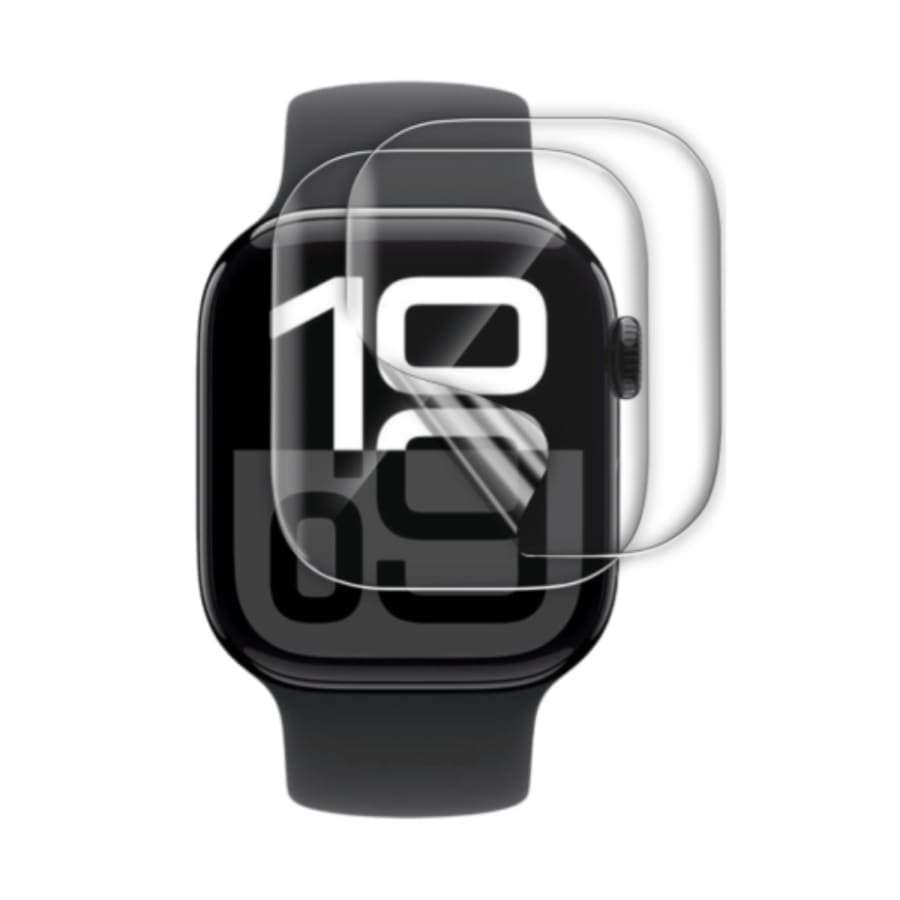Hydrogel screen protectors for Apple Watch Series 10 46mm, pack of 6, designed to protect smartwatch screens from scratches and impacts.