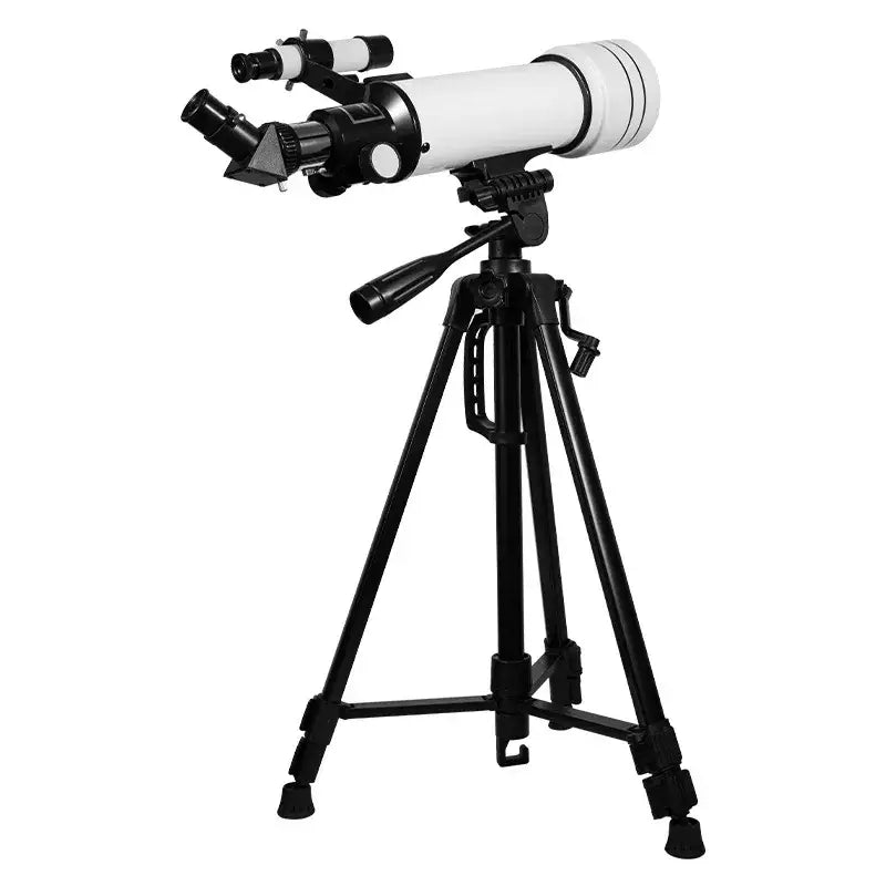 Habicare SS astronomical telescope with tripod and phone adapter for stargazing and celestial observation.
