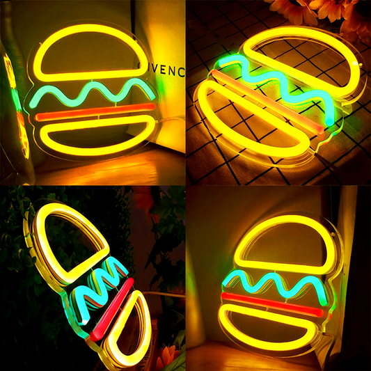 Neon Sign LED Tube Handmade Visual Bar Pub Club Wall Decor Ligh Burger dealonline.co.nz