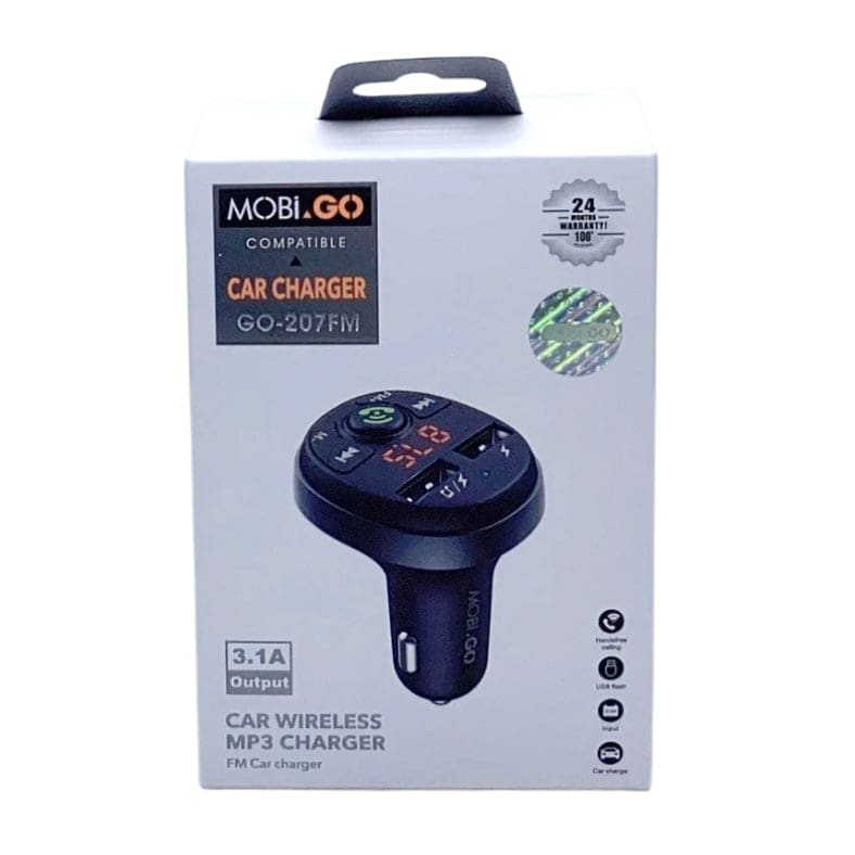 9eight5 Mobigo car charger and Bluetooth kit for electronics accessories, featuring a compact design with USB ports and Bluetooth connectivity.