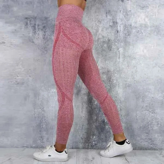 High Waist Knitted Yoga Pants for Women - Seamless Stretch Activewear | Athletic Leggings