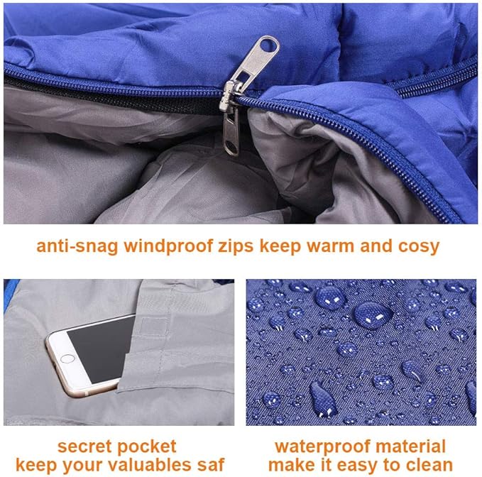 ECOTREK 4-Season Adults Envelope Camping Sleeping Bag, compact and lightweight for outdoor backpacking and camping.